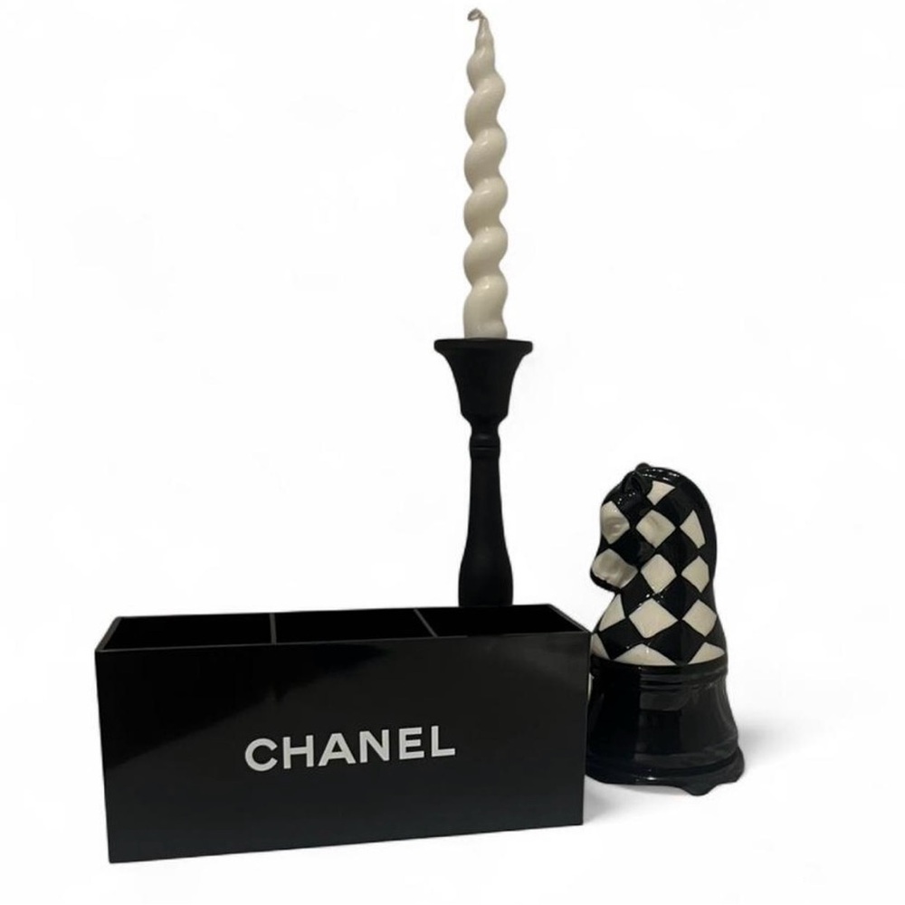 CHANEL Black Acrylic Vanity Organizer